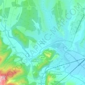 Mappa topografica San Giusto a Fortuna, altitudine, rilievo