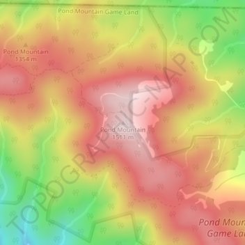Mappa topografica Pond Mountain, altitudine, rilievo