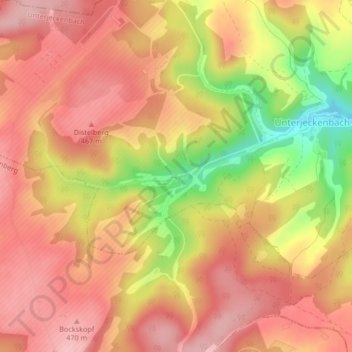Mappa topografica Oberjeckenbach, altitudine, rilievo