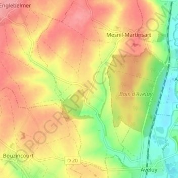 Mappa topografica Martinsart, altitudine, rilievo