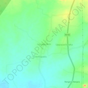 Mappa topografica Lingagudem, altitudine, rilievo