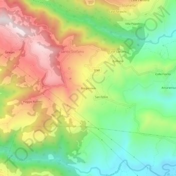 Mappa topografica Borgonovo, altitudine, rilievo