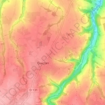 Mappa topografica Keradennec, altitudine, rilievo