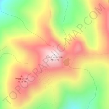 Mappa topografica Black Mountain, altitudine, rilievo