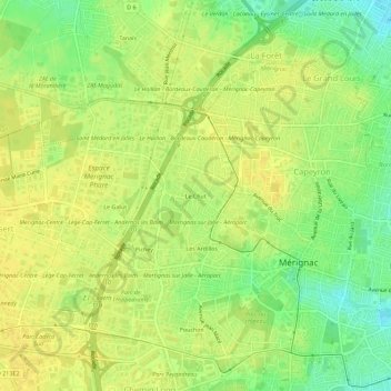 Mappa topografica Le Chut, altitudine, rilievo