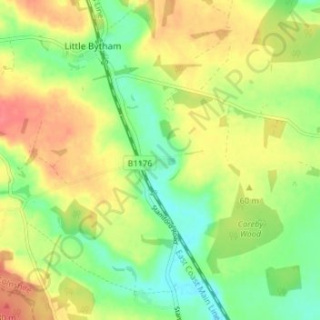 Mappa topografica Careby, altitudine, rilievo