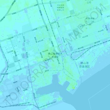 Mappa topografica 唐山海港经济开发区, altitudine, rilievo