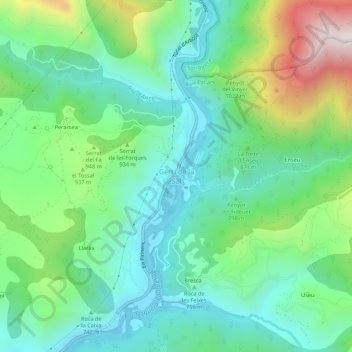 Mappa topografica Gerri de la Sal, altitudine, rilievo
