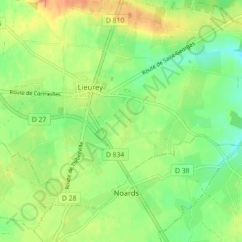 Mappa topografica Le Castel, altitudine, rilievo