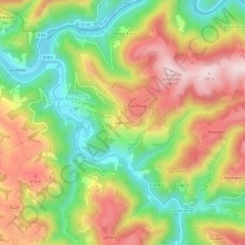 Mappa topografica Vielmont, altitudine, rilievo