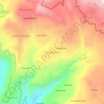 Mappa topografica Saramarca, altitudine, rilievo
