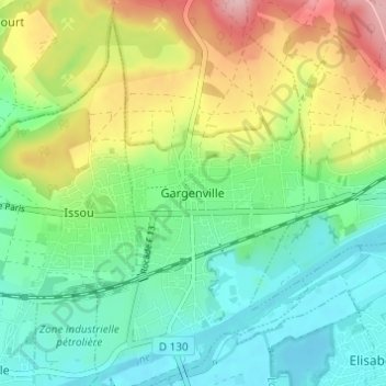 Mappa topografica Gargenville, altitudine, rilievo