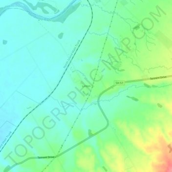 Mappa topografica Linton, altitudine, rilievo