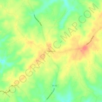 Mappa topografica Glenmore, altitudine, rilievo
