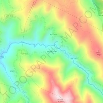 Mappa topografica Chao de Vilarín, altitudine, rilievo