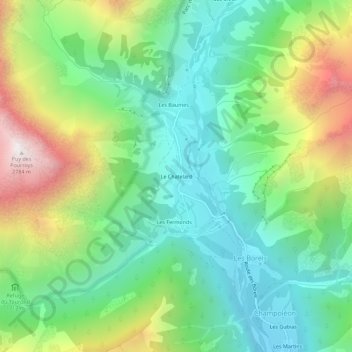 Mappa topografica Le Chatelard, altitudine, rilievo