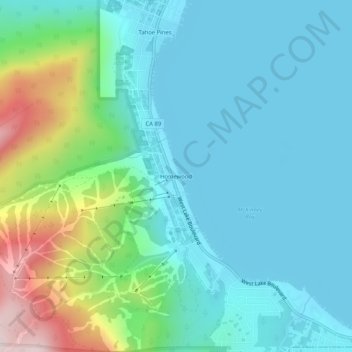 Mappa topografica Homewood, altitudine, rilievo