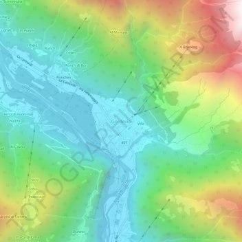 Mappa topografica Gordevio, altitudine, rilievo