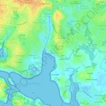 Mappa topografica Larmor, altitudine, rilievo