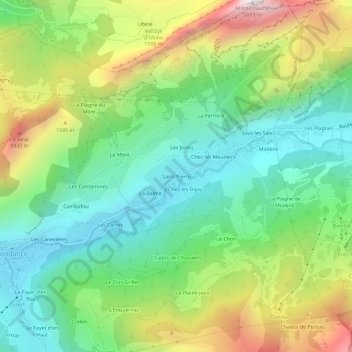 Mappa topografica Saint-Pierre, altitudine, rilievo