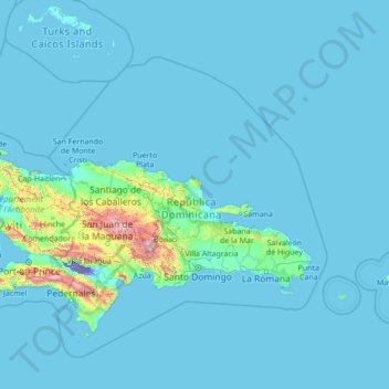 Mappa topografica María Trinidad Sánchez, altitudine, rilievo