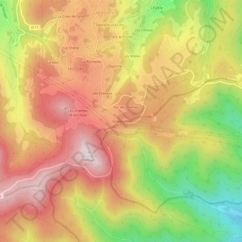Mappa topografica Giragoutte, altitudine, rilievo