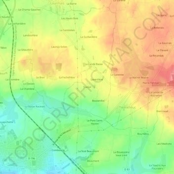 Mappa topografica Tramel, altitudine, rilievo