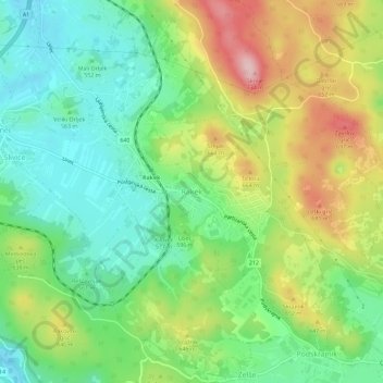 Mappa topografica Rakek, altitudine, rilievo