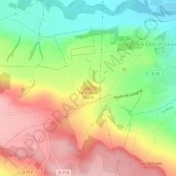 Mappa topografica Le Suquet, altitudine, rilievo