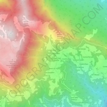 Mappa topografica Contrà Ballestrini, altitudine, rilievo