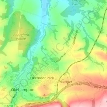 Mappa topografica Chichacott, altitudine, rilievo