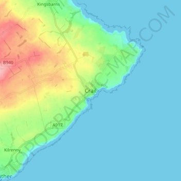 Mappa topografica Crail, altitudine, rilievo