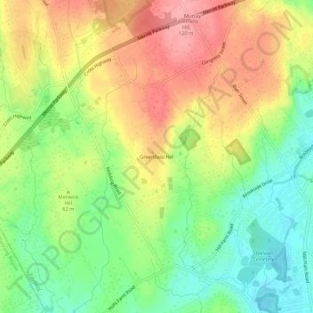 Mappa topografica Greenfield Hill, altitudine, rilievo