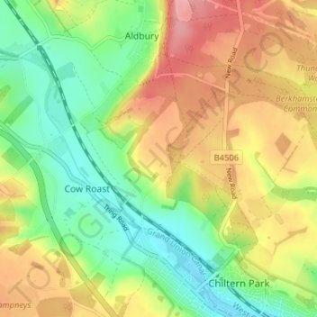 Mappa topografica Norcot Hill, altitudine, rilievo