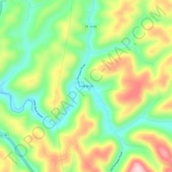 Mappa topografica Little Birch, altitudine, rilievo