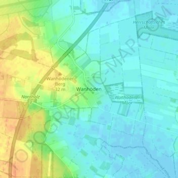 Mappa topografica Wanhöden, altitudine, rilievo