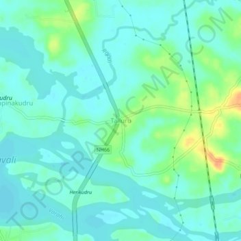 Mappa topografica Talluru, altitudine, rilievo