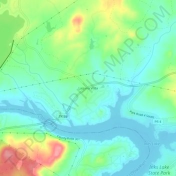 Mappa topografica Laguna Vista, altitudine, rilievo