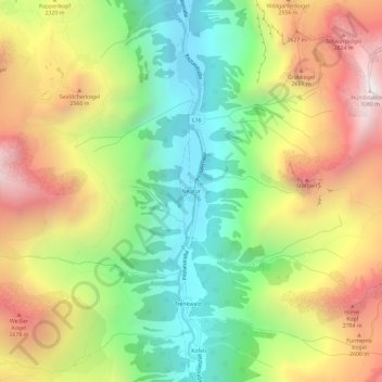 Mappa topografica Neurur, altitudine, rilievo