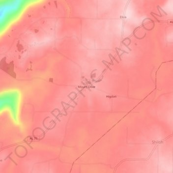 Mappa topografica Mount Olive, altitudine, rilievo