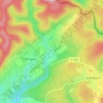 Mappa topografica Petit Wingen, altitudine, rilievo