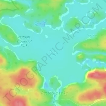 Mappa topografica Stormy Lake, altitudine, rilievo