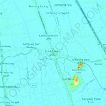 Mappa topografica Kota Sarang Semut, altitudine, rilievo