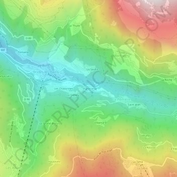 Mappa topografica Vignotan, altitudine, rilievo