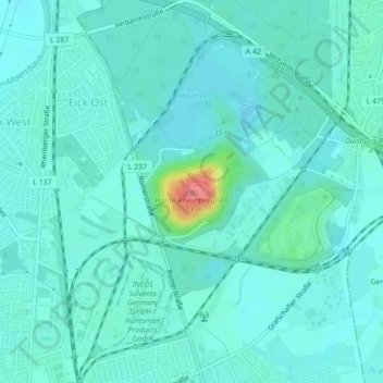 Mappa topografica Halde Rheinpreußen, altitudine, rilievo