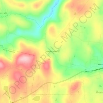 Mappa topografica Stanton Corner, altitudine, rilievo