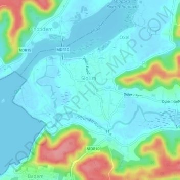Mappa topografica Siolim, altitudine, rilievo