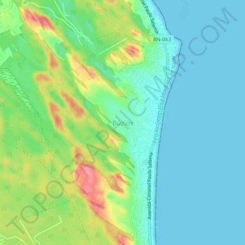 Mappa topografica Búzios, altitudine, rilievo
