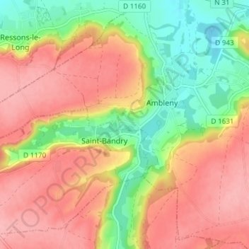 Mappa topografica Le Rollet, altitudine, rilievo