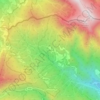 Mappa topografica La Secchia, altitudine, rilievo